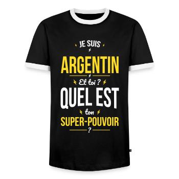 Je suis Argentin - Super-pouvoir - Cadeau Humour - T-shirt contrasté Homme - noir/blanc - Devant - AI Model Female 172 light (172cm) & AI Model Male 178 light (178cm)