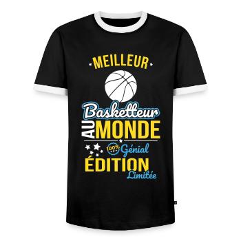 Bester Basketballspieler der Welt - 100% genial - Männer Kontrast-T-Shirt - Schwarz/Weiß - Vorne - AI Model Female 172 light (172cm) & AI Model Male 178 light (178cm)