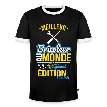 Der beste Handwerker der Welt – 100% genial - Männer Kontrast-T-Shirt - Schwarz/Weiß - Vorne - AI Model Female 172 light (172cm) & AI Model Male 178 light (178cm)