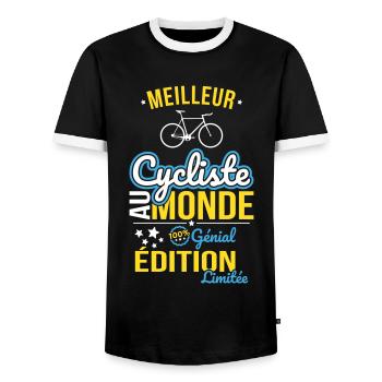 Best Cyclist in the World - 100% Awesome - Men's Ringer Shirt - black/white - Front - AI Model Female 172 light (172cm) & AI Model Male 178 light (178cm)