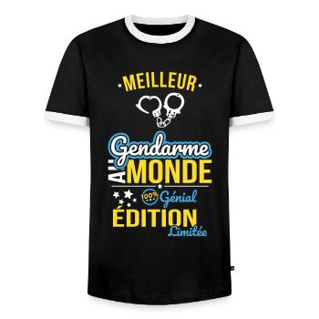 Meilleur Gendarme au monde - 100% génial - T-shirt contrasté Homme - noir/blanc - Devant - AI Model Female 172 light (172cm) & AI Model Male 178 light (178cm)