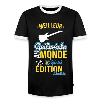 Bester Gitarrist der Welt - 100% genial - Männer Kontrast-T-Shirt - Schwarz/Weiß - Vorne - AI Model Female 172 light (172cm) & AI Model Male 178 light (178cm)