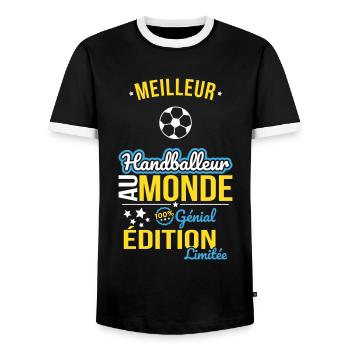 Bester Handballspieler der Welt - 100% genial - Männer Kontrast-T-Shirt - Schwarz/Weiß - Vorne - AI Model Female 172 light (172cm) & AI Model Male 178 light (178cm)