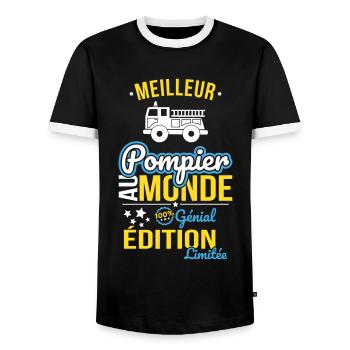 Bester Feuerwehrmann der Welt - 100% genial - Männer Kontrast-T-Shirt - Schwarz/Weiß - Vorne - AI Model Female 172 light (172cm) & AI Model Male 178 light (178cm)