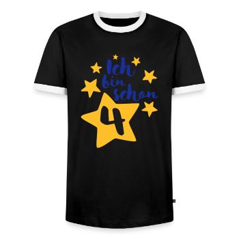 Ich bin schon Vier! - Männer Kontrast-T-Shirt - Schwarz/Weiß - Vorne - AI Model Female 172 light (172cm) & AI Model Male 178 light (178cm)