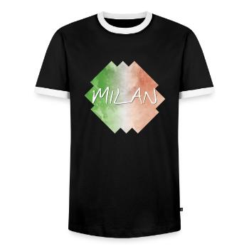 Milan - Milan - Men's Ringer Shirt - black/white - Front - AI Model Female 172 light (172cm) & AI Model Male 178 light (178cm)