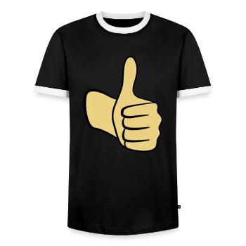 Daumen hoch! - Männer Kontrast-T-Shirt - Schwarz/Weiß - Vorne - AI Model Female 172 light (172cm) & AI Model Male 178 light (178cm)