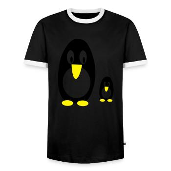 pinguine - Männer Kontrast-T-Shirt - Schwarz/Weiß - Vorne - AI Model Female 172 light (172cm) & AI Model Male 178 light (178cm)