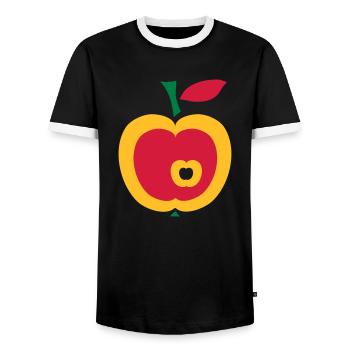 rétro pomme - T-shirt contrasté Homme - noir/blanc - Devant - AI Model Female 172 light (172cm) & AI Model Male 178 light (178cm)