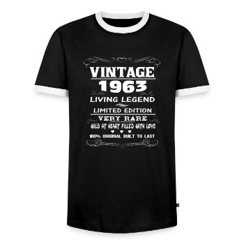 VINTAGE 1963 - Men's Ringer Shirt - black/white - Front - AI Model Female 172 light (172cm) & AI Model Male 178 light (178cm)