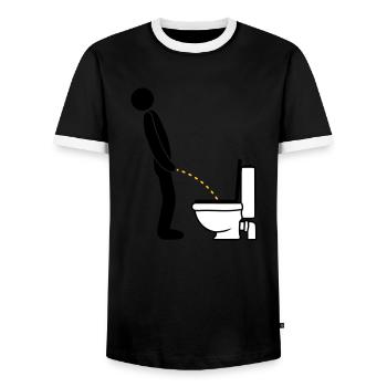 Logo de toilette debout pee piss toilette toilette toilette aulne - T-shirt contrasté Homme - noir/blanc - Devant - AI Model Female 172 light (172cm) & AI Model Male 178 light (178cm)