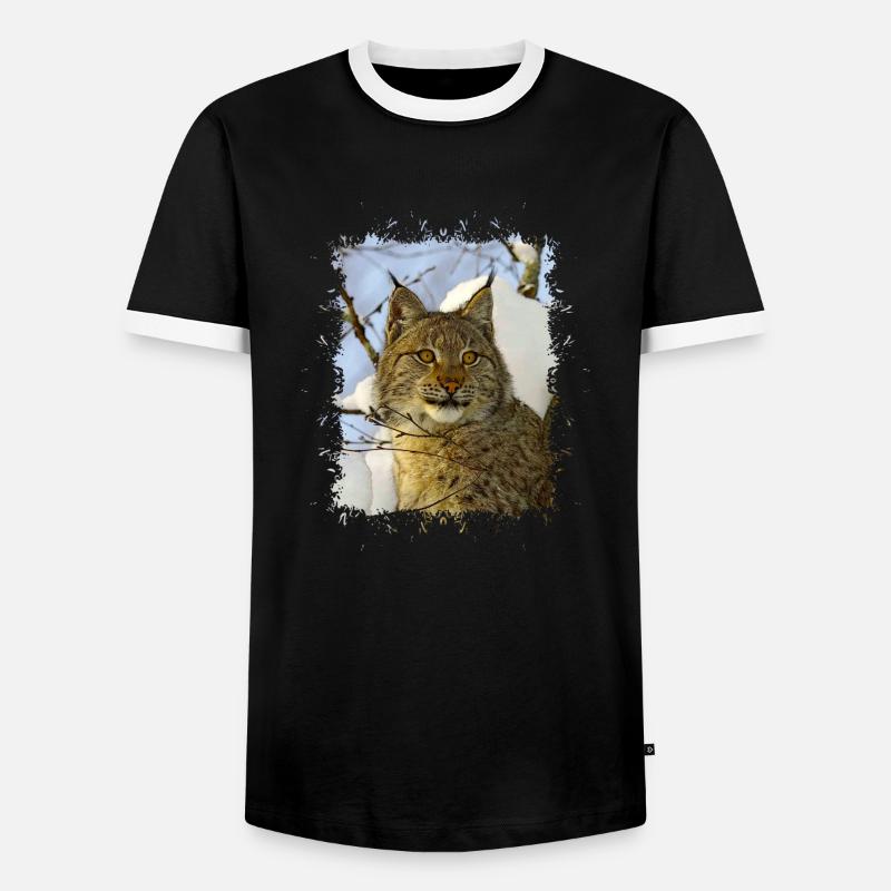 Luchs - Männer Kontrast-T-Shirt - Schwarz/Weiß