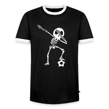 Squelettique footballeur dabbing football - T-shirt contrasté Homme - noir/blanc - Devant - AI Model Female 172 light (172cm) & AI Model Male 178 light (178cm)