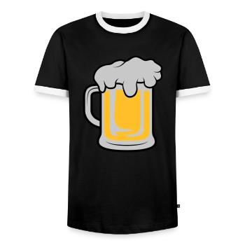 Maßkrug Bière - T-shirt contrasté Homme - noir/blanc - Devant - AI Model Female 172 light (172cm) & AI Model Male 178 light (178cm)