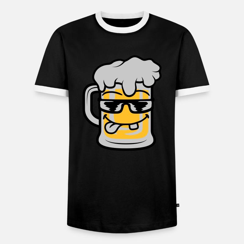 Cool Face Beer Mug - Men's Ringer Shirt - black/white