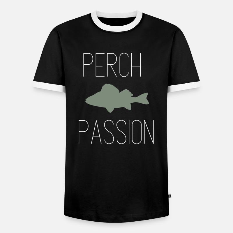 Barsch Leidenschaft - Perch Passion - Men's Ringer Shirt - black/white