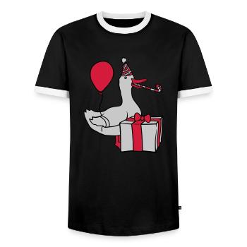 Geburtstag Party feiern Gans - Männer Kontrast-T-Shirt - Schwarz/Weiß - Vorne - AI Model Female 172 light (172cm) & AI Model Male 178 light (178cm)