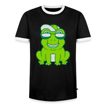 Cool little frog boy - Men's Ringer Shirt - black/white - Front - AI Model Female 172 light (172cm) & AI Model Male 178 light (178cm)