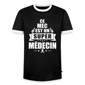 ce mec est un super médecin - T-shirt contrasté Homme - noir/blanc - Devant - AI Model Female 172 light (172cm) & AI Model Male 178 light (178cm)