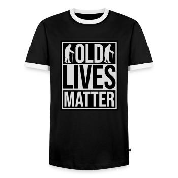 old lives matter quote - Men's Ringer Shirt - black/white - Front - AI Model Female 172 light (172cm) & AI Model Male 178 light (178cm)