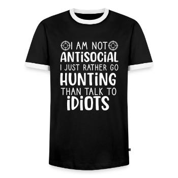 I just rather go hunting deer season hunting men - T-shirt contrasté Homme - noir/blanc - Devant - AI Model Female 172 light (172cm) & AI Model Male 178 light (178cm)