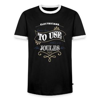 electricity gift electrician beer bday engineer - Männer Kontrast-T-Shirt - Schwarz/Weiß - Vorne - AI Model Female 172 light (172cm) & AI Model Male 178 light (178cm)
