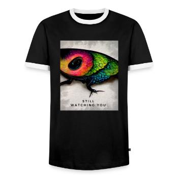 Un thème intéressant comme dans les films pour les amoureux de la peur - T-shirt contrasté Homme - noir/blanc - Devant - AI Model Female 172 light (172cm) & AI Model Male 178 light (178cm)