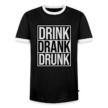drink drank drunk Zitat - Männer Kontrast-T-Shirt - Schwarz/Weiß - Vorne - AI Model Female 172 light (172cm) & AI Model Male 178 light (178cm)