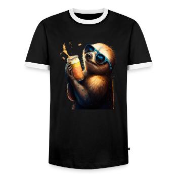 Le buveur de bière le plus cool: un paresseux - T-shirt contrasté Homme - noir/blanc - Devant - AI Model Female 172 light (172cm) & AI Model Male 178 light (178cm)