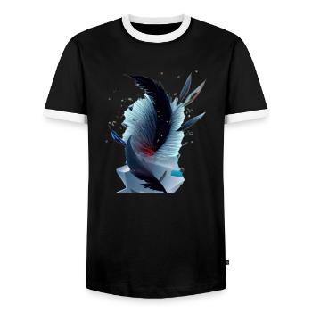 Eis Federn - Männer Kontrast-T-Shirt - Schwarz/Weiß - Vorne - AI Model Female 172 light (172cm) & AI Model Male 178 light (178cm)