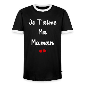 je t'aime ma Maman - T-shirt contrasté Homme - noir/blanc - Devant - AI Model Female 172 light (172cm) & AI Model Male 178 light (178cm)