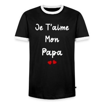 je t'aime mon Papa - T-shirt contrasté Homme - noir/blanc - Devant - AI Model Female 172 light (172cm) & AI Model Male 178 light (178cm)