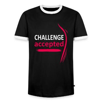 Challenge accepted - Men's Ringer Shirt - black/white - Front - AI Model Female 172 light (172cm) & AI Model Male 178 light (178cm)