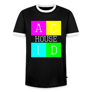 Acid house blanc - T-shirt contrasté Homme - noir/blanc - Devant - AI Model Female 172 light (172cm) & AI Model Male 178 light (178cm)