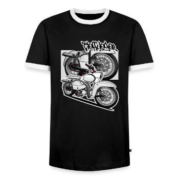Étoile (blanche) // Illustration - T-shirt contrasté Homme - noir/blanc - Devant - AI Model Female 172 light (172cm) & AI Model Male 178 light (178cm)