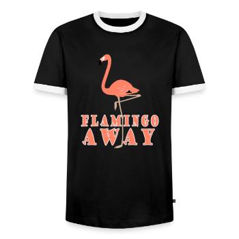 Flamant rose loin - T-shirt contrasté Homme - noir/blanc - Devant - AI Model Female 172 light (172cm) & AI Model Male 178 light (178cm)