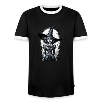 sorcière classique 24 - T-shirt contrasté Homme - noir/blanc - Devant - AI Model Female 172 light (172cm) & AI Model Male 178 light (178cm)