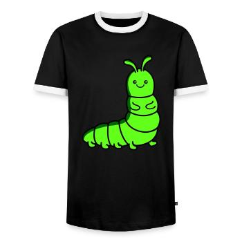 caterpillar - Men's Ringer Shirt - black/white - Front - AI Model Female 172 light (172cm) & AI Model Male 178 light (178cm)