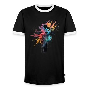 Conception de croix Christianisme chrétien et orthodoxe - T-shirt contrasté Homme - noir/blanc - Devant - AI Model Female 172 light (172cm) & AI Model Male 178 light (178cm)