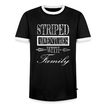 Funny Quote Blended Families Cool Quality Time - Men's Ringer Shirt - black/white - Front - AI Model Female 172 light (172cm) & AI Model Male 178 light (178cm)