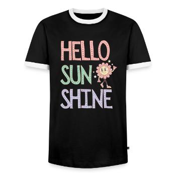 Hello Sunshine Floral Pastel - Men's Ringer Shirt - black/white - Front - AI Model Female 172 light (172cm) & AI Model Male 178 light (178cm)