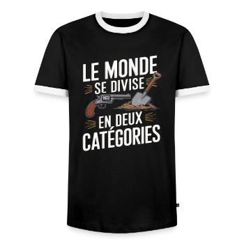 Le monde se divise en deux catégories - T-shirt contrasté Homme - noir/blanc - Devant - AI Model Female 172 light (172cm) & AI Model Male 178 light (178cm)