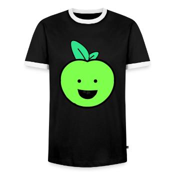 apfel smile - Männer Kontrast-T-Shirt - Schwarz/Weiß - Vorne - AI Model Female 172 light (172cm) & AI Model Male 178 light (178cm)