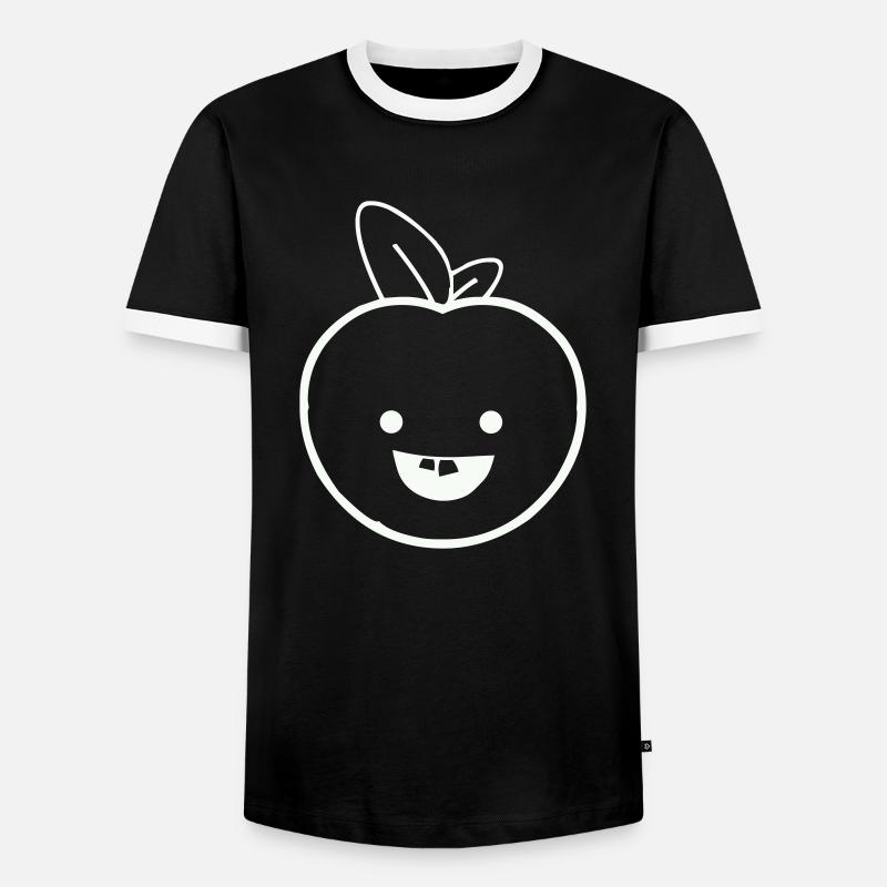 apfel smile - Männer Kontrast-T-Shirt - Schwarz/Weiß