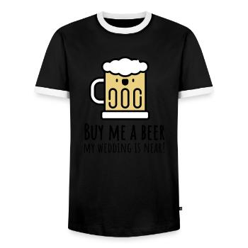 Buy me a beer! (Junggessellenabschied) - Men's Ringer Shirt - black/white - Front - AI Model Female 172 light (172cm) & AI Model Male 178 light (178cm)