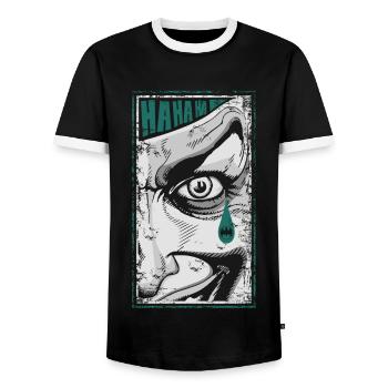 Joker Batman Träne - Männer Kontrast-T-Shirt - Schwarz/Weiß - Vorne - AI Model Female 172 light (172cm) & AI Model Male 178 light (178cm)