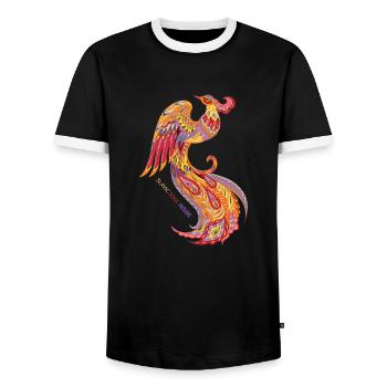 Firebird Rarog slavic phoenix - Men's Ringer Shirt - black/white - Front - AI Model Female 172 light (172cm) & AI Model Male 178 light (178cm)