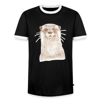 Loutre 2 12 07 2022 - T-shirt contrasté Homme - noir/blanc - Devant - AI Model Female 172 light (172cm) & AI Model Male 178 light (178cm)