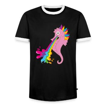seepferdchen,bunt,regenbogen,rosa - Männer Kontrast-T-Shirt - Schwarz/Weiß - Vorne - AI Model Female 172 light (172cm) & AI Model Male 178 light (178cm)