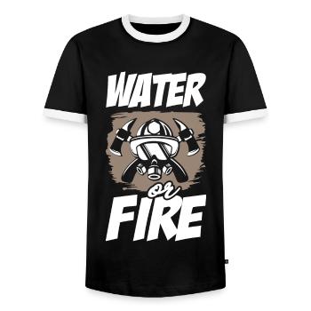 Water or Fire Firefighter - Männer Kontrast-T-Shirt - Schwarz/Weiß - Vorne - AI Model Female 172 light (172cm) & AI Model Male 178 light (178cm)